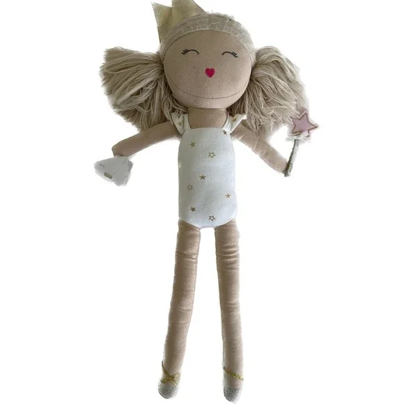 MUDPIE 18" Grey Ballerina Blonde Ragdoll Plush with Tiara and Star Wand - Picture 1 of 9
